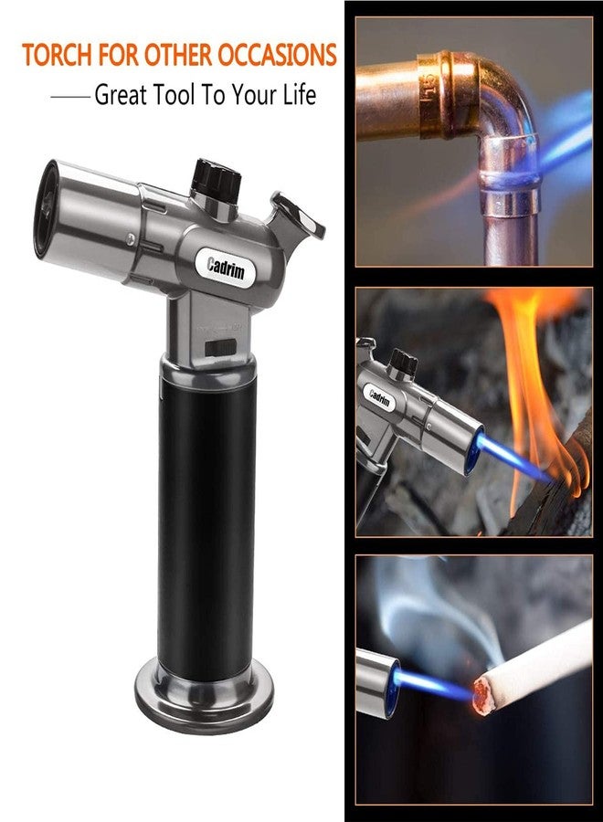 Cadrim Butane Torch, Refillable Pro Culinary Blow Torch Double Fire Cooking Torch and Small Adjustable Flame Kitchen Torch for Creme Brulee, Baking BBQ (Black) - Image 3
