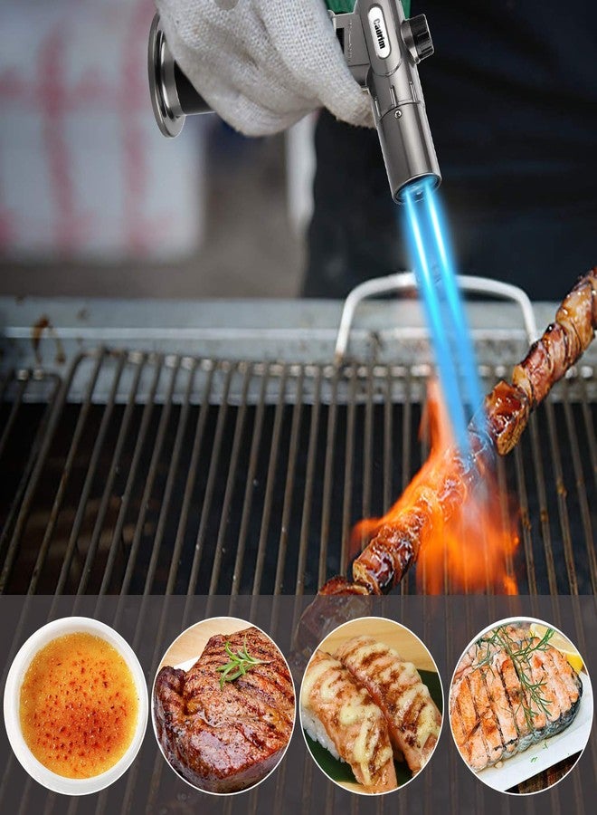 Cadrim Butane Torch, Refillable Pro Culinary Blow Torch Double Fire Cooking Torch and Small Adjustable Flame Kitchen Torch for Creme Brulee, Baking BBQ (Black) - Image 4