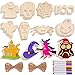Max Fun 60PCS Halloween Crafts Painting Wooden Slices Cutouts Ornaments DIY Unfinished Predrilled Natural Wood for Kids Halloween Hanging Decorations - Image 3