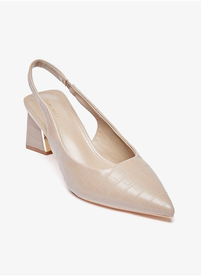 Flora Bella By Shoexpress - Women Textured Slip-On Shoes with Block Heels - Image 1