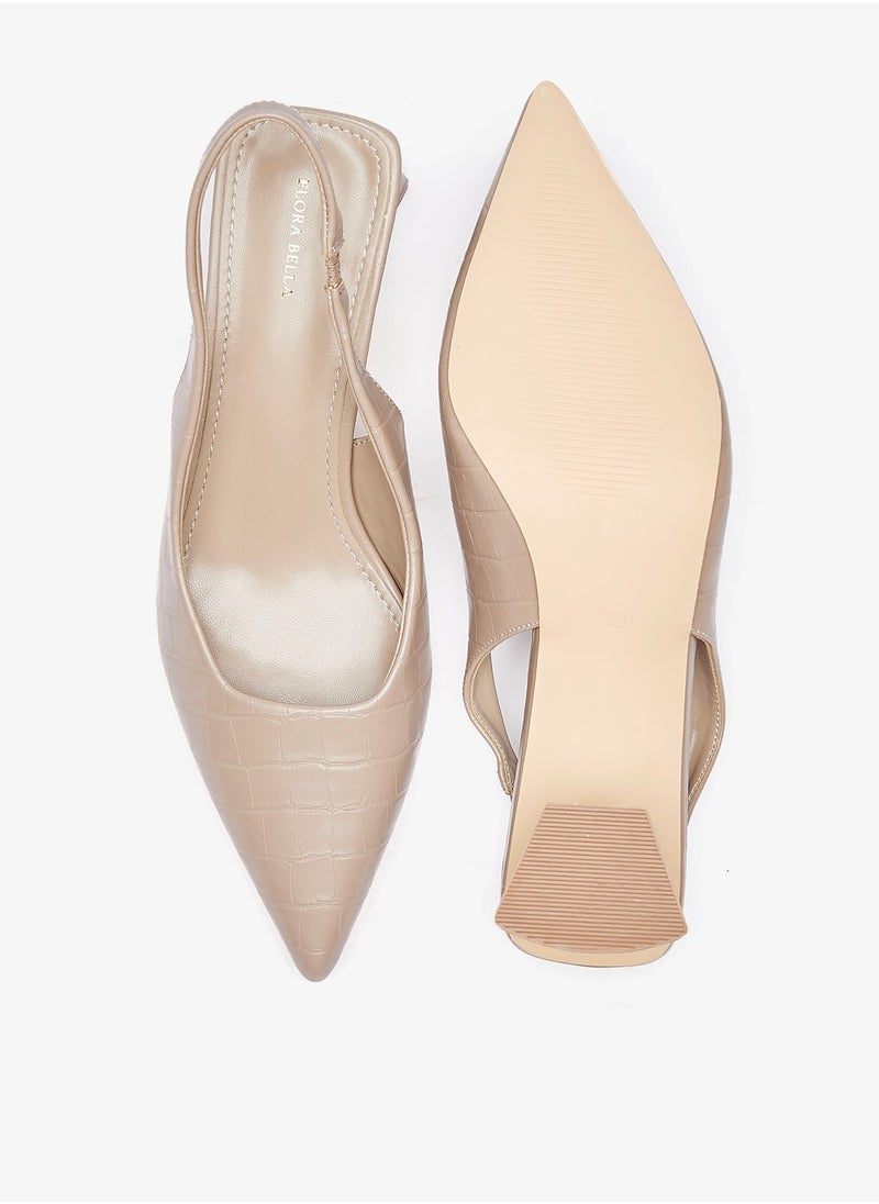 Flora Bella By Shoexpress - Women Textured Slip-On Shoes with Block Heels - Image 1