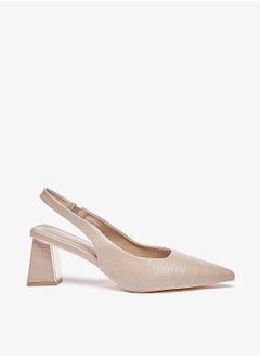 Women Textured Slip-On Shoes with Block Heels