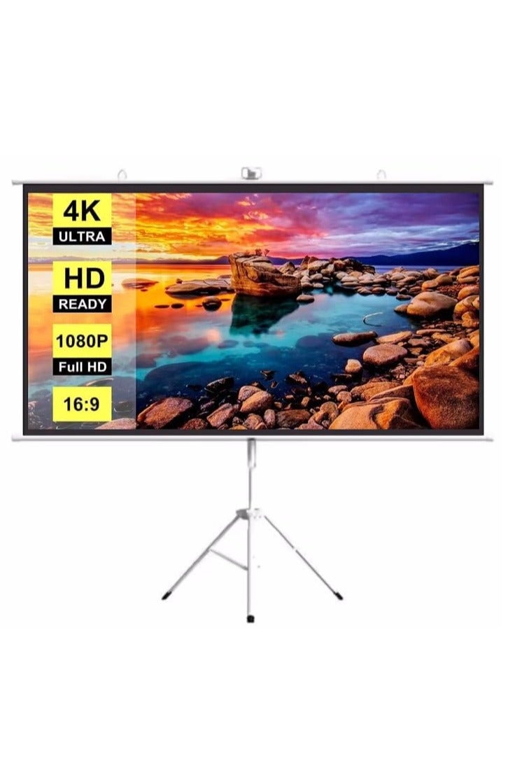 ET-LIFE 100 inch 16:9 Portable Projector Screen, White Fiberglass Material, 2-in-1 Wall Mount & Tripod Stand ET100W-169 for Outdoor and Indoor - Image 1