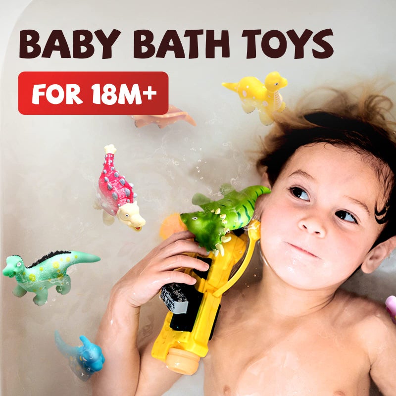 Hely Cancy Dinosaur Bath Toys for Toddler, No Hole Baby Bathtub Shower Water Pool Toys - Image 4