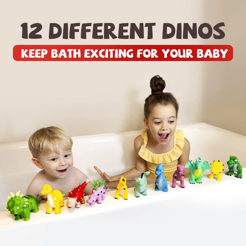 Hely Cancy Dinosaur Bath Toys for Toddler, No Hole Baby Bathtub Shower Water Pool Toys - Image 5