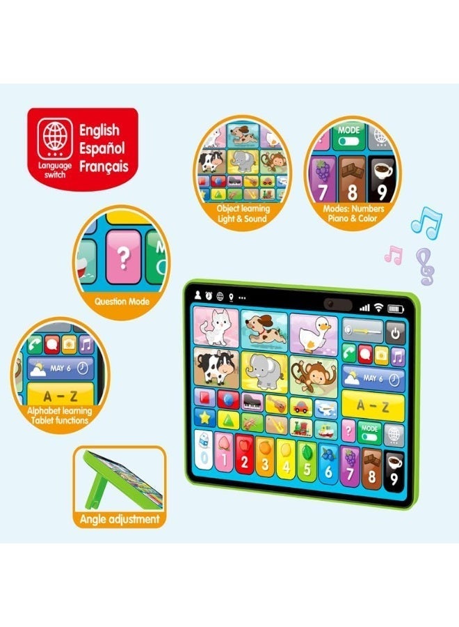 Nestly Kids Learning Tablet – Interactive Educational Toy Pad with Alphabet, Numbers, Animal Sounds, Music & Quiz Game – English, Spanish & French Learning Toy for Babies & Toddlers - Image 4