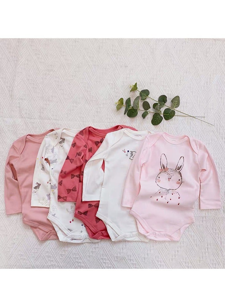 RedMapleTEK 5-Piece Set Of Pure Cotton Jumpsuits For Infants And Young Children, Long-Sleeved Crawling Clothes - Image 1