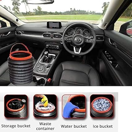 KAVRUL KAVRUL Collapsible Car Dustbin PopUp Foldable Trash Bin with Adjustable Hanging Strap for Car SUV Truck Van Garbage Storage  - Image 3
