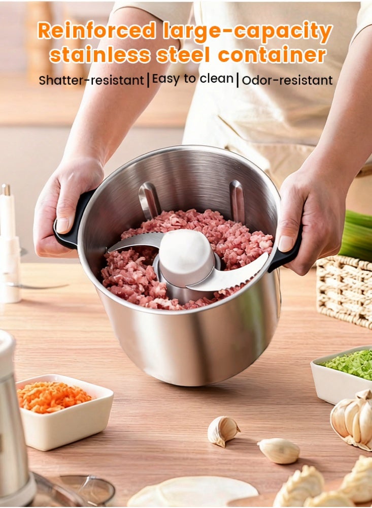 12L Electric Meat Chopper Grinder - 1200W-1600W Heavy Duty Food Processor with Pure Copper Motor & 4 Stainless Steel Blades for Meat, Vegetables, Onion, Ginger, Garlic – Home & Restaurant Use - Image 2