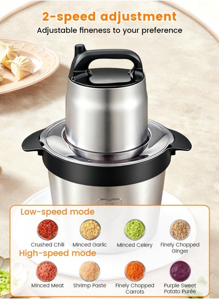 12L Electric Meat Chopper Grinder - 1600W Heavy Duty Food Processor with Pure Copper Motor & 4 Stainless Steel Blades for Meat, Vegetables, Onion, Ginger, Garlic – Home & Restaurant Use - Image 3