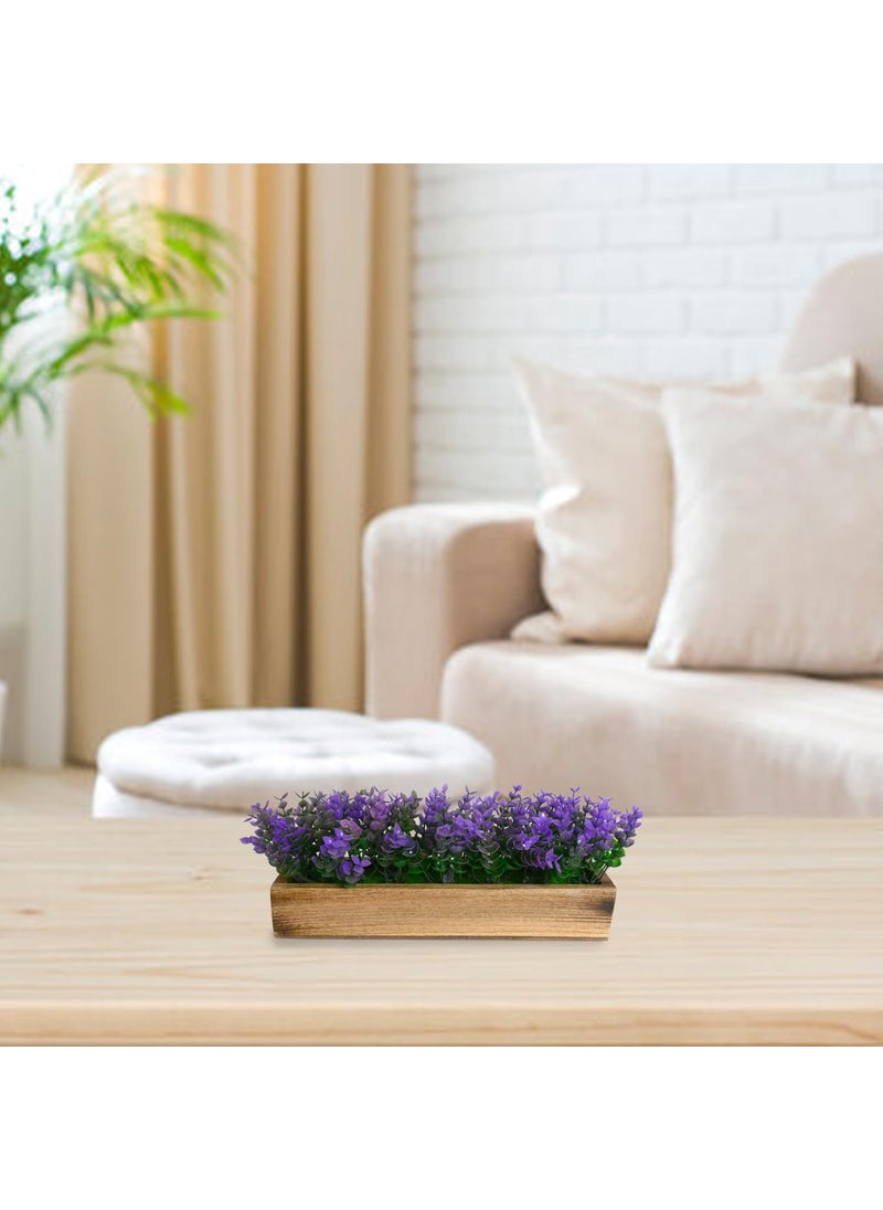 fancymart fancymart Artificial Plant Leaves in a Stylish Wooden Planter Perfect Home Dcor Item Height 14 cm x Width 30 cm  - Image 2