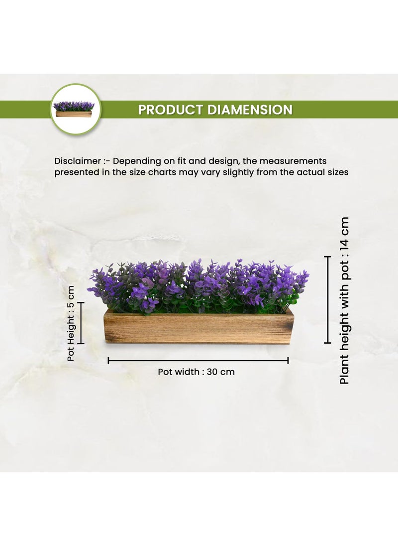 fancymart fancymart Artificial Plant Leaves in a Stylish Wooden Planter Perfect Home Dcor Item Height 14 cm x Width 30 cm  - Image 4