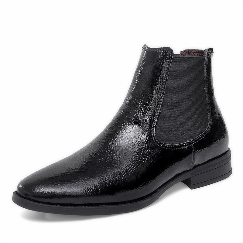 Men'S And Women'S Leather Boots, Fleece-Lined Warm Snow Boots, Large Size Shiny High-Top Martin Boots, Genuine Leather Men'S Leather Boots - Image 1