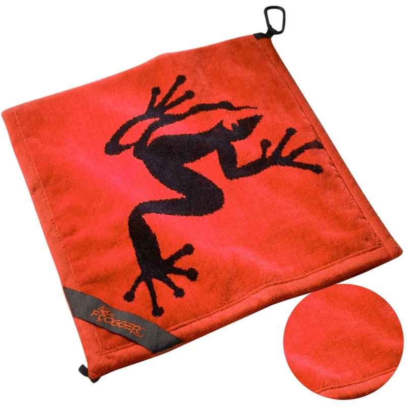 Frogger Amphibian Golf Towel with Dry and Wet Technology, Red - Golf Bag Accessory for Men and Women with Carabiner Clip - Image 1