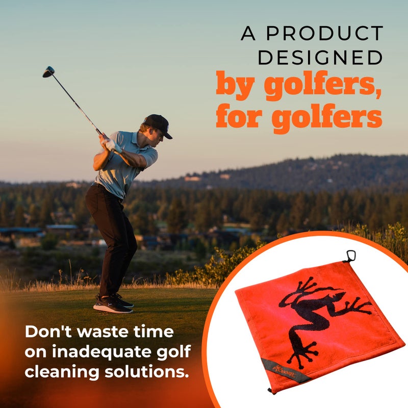 Frogger Amphibian Golf Towel with Dry and Wet Technology, Red - Golf Bag Accessory for Men and Women with Carabiner Clip - Image 5