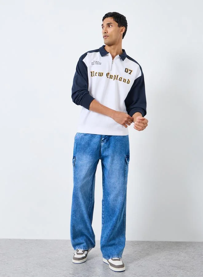 ستايلي سويت شيرت جرافيك بياقة سحاب