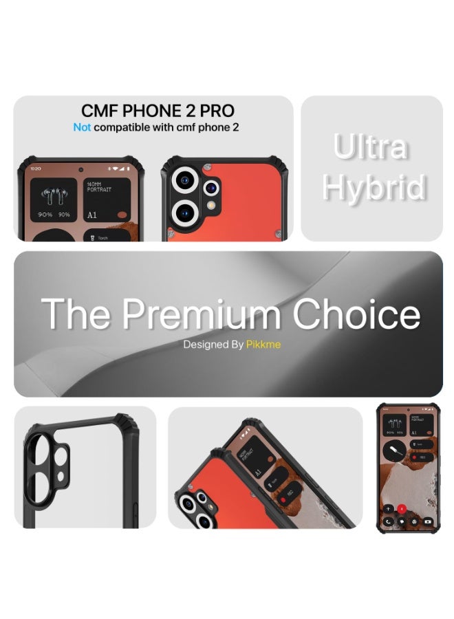 Case for Nothing CMF Phone 2 Pro Clear Hard PC Back Cover Case with Shockproof Premium TPU Black Border 360 Degree Impact Resistant Transparent Cover For Nothing CMF Phone 2 Pro  - Image 3