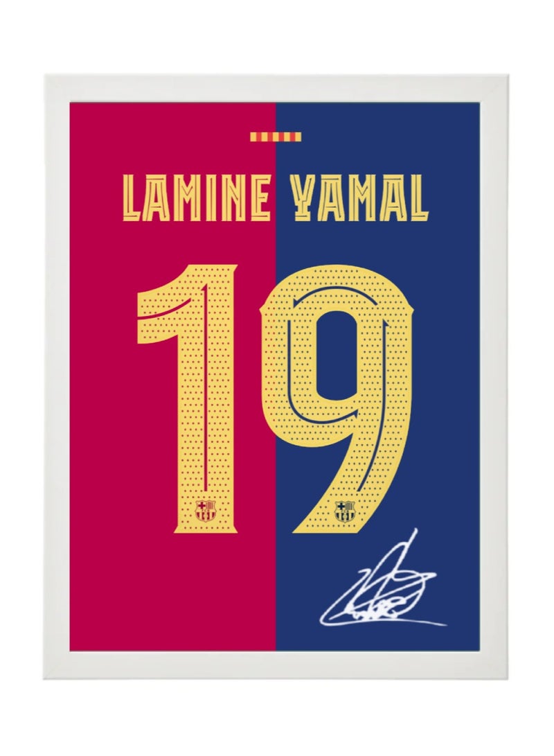 Lamine Yamal Barcelona Autographed Jersey - Framed Poster 30x40cm - Football Memorabilia, Soccer Collectible, Gift for Fans