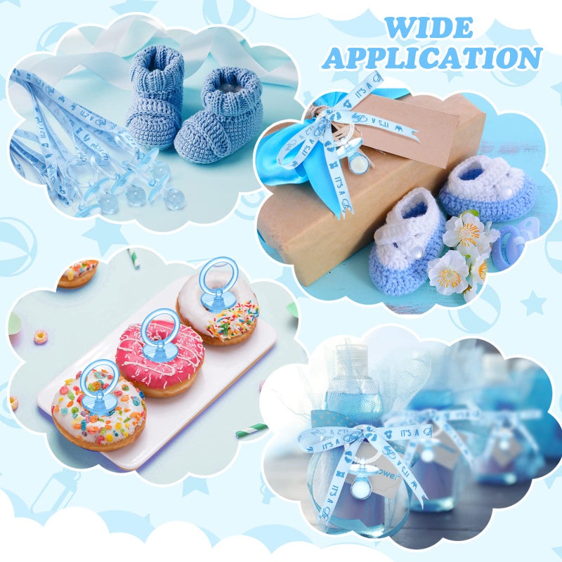 Coume 60 Pieces Baby Shower Pacifiers Necklace Acrylic Pacifiers Necklace Charm Party Favors for Girls Boys Baby Shower Party Decorations Table Scatter(Boy Style,Blue) - Image 3