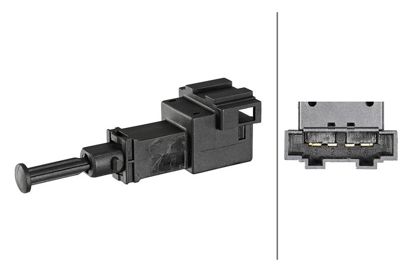 HELLA 6DD 008 622-731 Brake Light Switch - 12V - 4-pin connector - Bayonet - Changeover Switch - Electric - Image 1