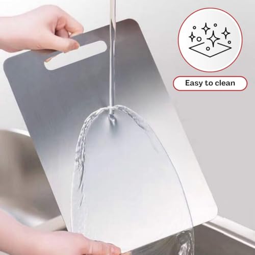Jaimini Stainless Steel Chopping Board for Kitchen | Heavy-Duty Steel Cutting Board | Rust-Free, Food Grade, Hygienic (Small) - Image 2