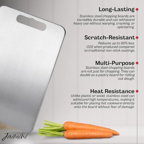 Jaimini Stainless Steel Chopping Board for Kitchen | Heavy-Duty Steel Cutting Board | Rust-Free, Food Grade, Hygienic (Small) - Image 3