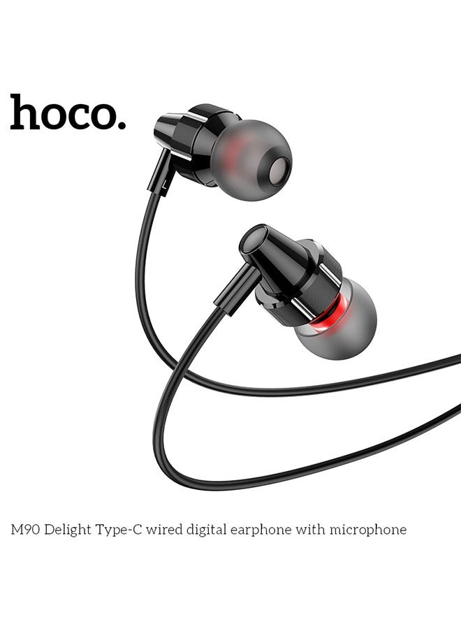 hoco. Wired earphones Type-C “M90 Delight” with mic(Black) - Image 4
