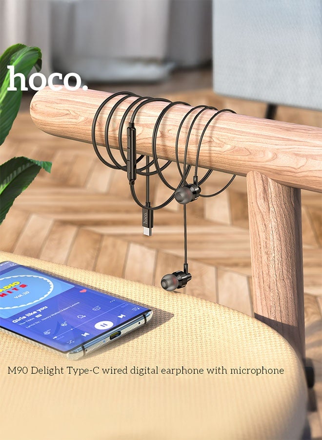 hoco. Wired earphones Type-C “M90 Delight” with mic(Black) - Image 5