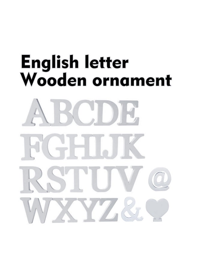 NIBEMINENT English Letter Wooden Ornament Set White 0.02kg - Image 2