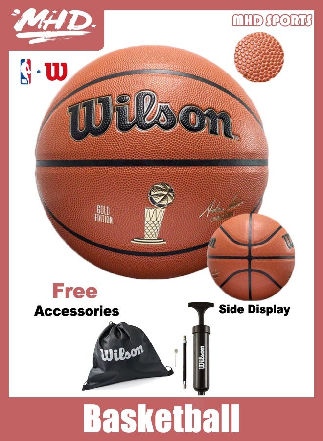 Wilson Champion Basketball - NBA Official Training Ball, Durable for Hard Court, Official Size 7 Indoor & Outdoor Basketball With Free Accessories