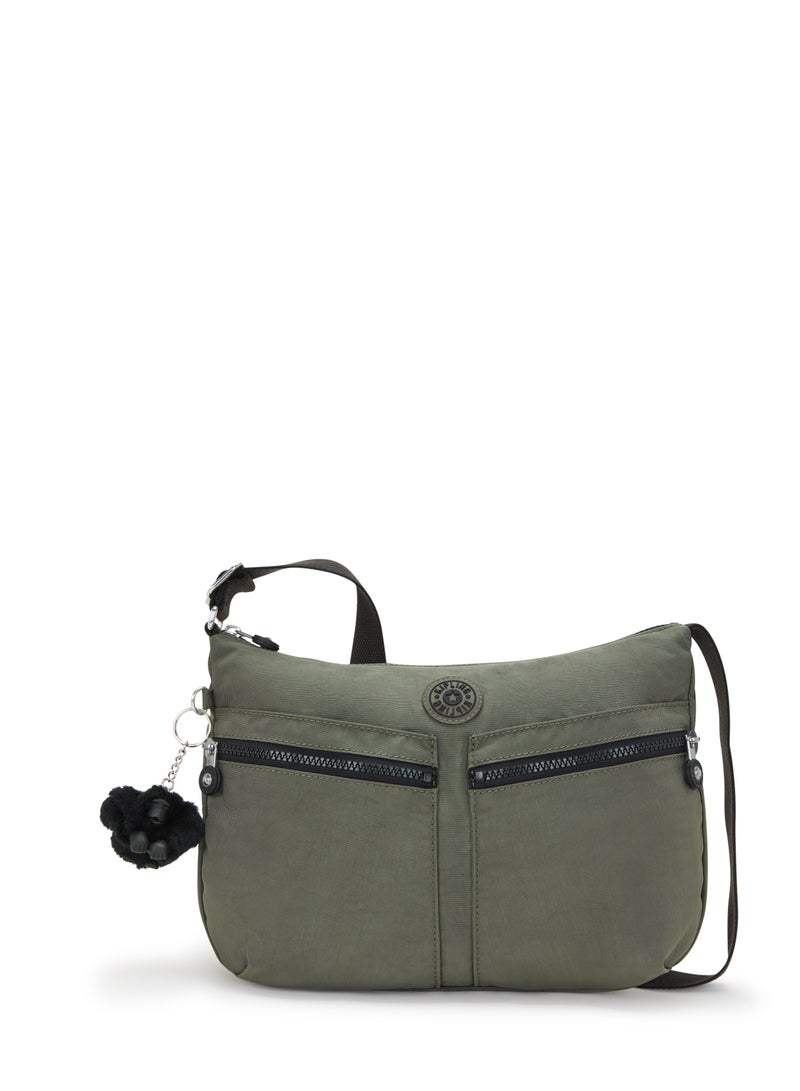 kipling Izellah Medium Across Body Shoulder Bag Green Moss - Image 1