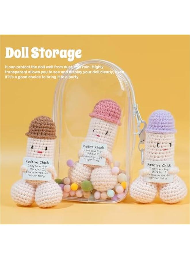 Clear Figure Display Bag with Keychain for Doll, Positive Doll Storage Bag, Pouch Keychain Charms for Collectibles (with Zipper- Waterproof) Building Block Storage Bag,7.4 * 4.2 inch  - Image 5
