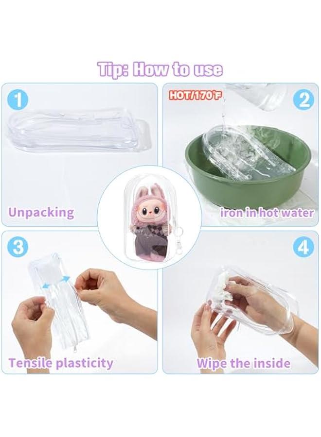 Clear Figure Display Bag with Keychain for Doll, Positive Doll Storage Bag, Pouch Keychain Charms for Collectibles (with Zipper- Waterproof) Building Block Storage Bag,7.4 * 4.2 inch  - Image 4