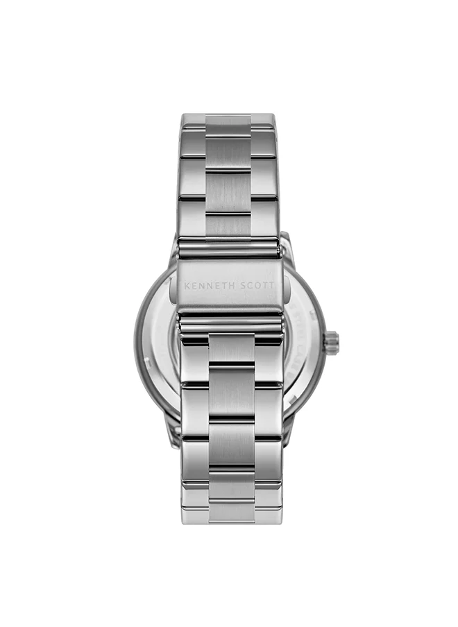 KENNETH SCOTT Men's Automatic  Display Watch With Silver Stainless Steel Strap - K24324-SBSX