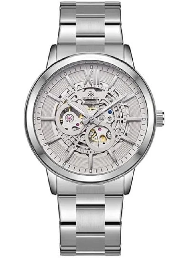 كينيث سكوت Kenneth Scott K24324-SBSX Men Automatic Display Watch & Stainless Steel Strap Silver