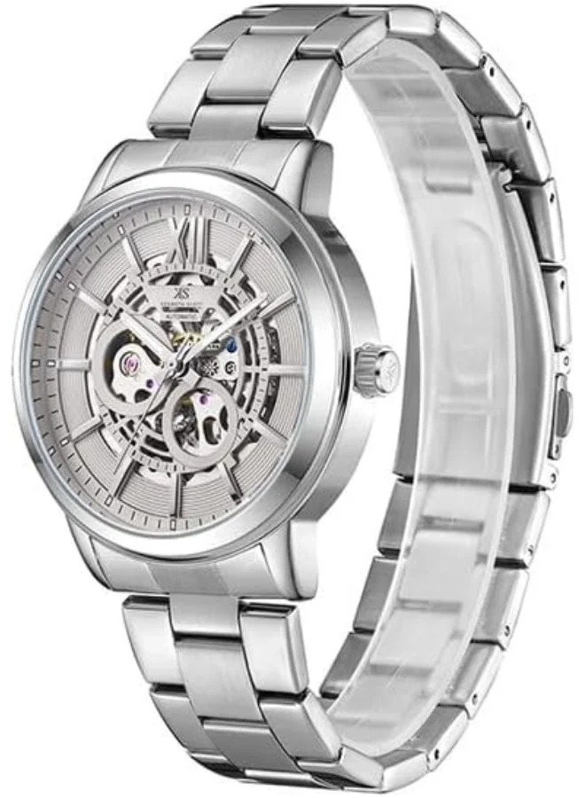 كينيث سكوت Kenneth Scott K24324-SBSX Men Automatic Display Watch & Stainless Steel Strap Silver