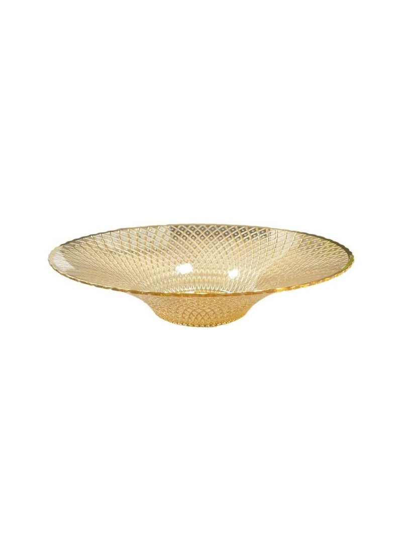 Spaceshoop Fruit Bowl Fruit Tray Glass Fruit Bowl Modern Fruit Bowls Home Decor Rhombus Consistence Fruit Bowl With Gold Rim 26cm Yellow  - Image 1