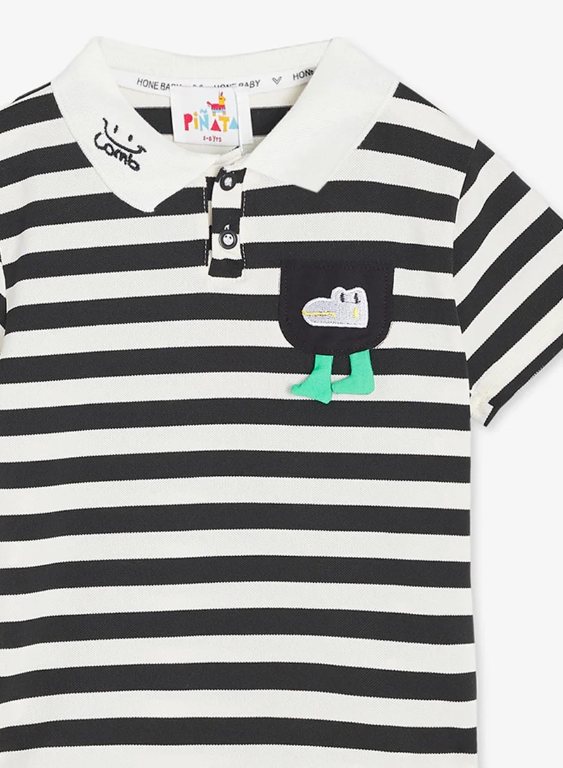 Pinata  Cotton Stripe Polo Tshirt and Shorts Set for Men | Best Price UAE