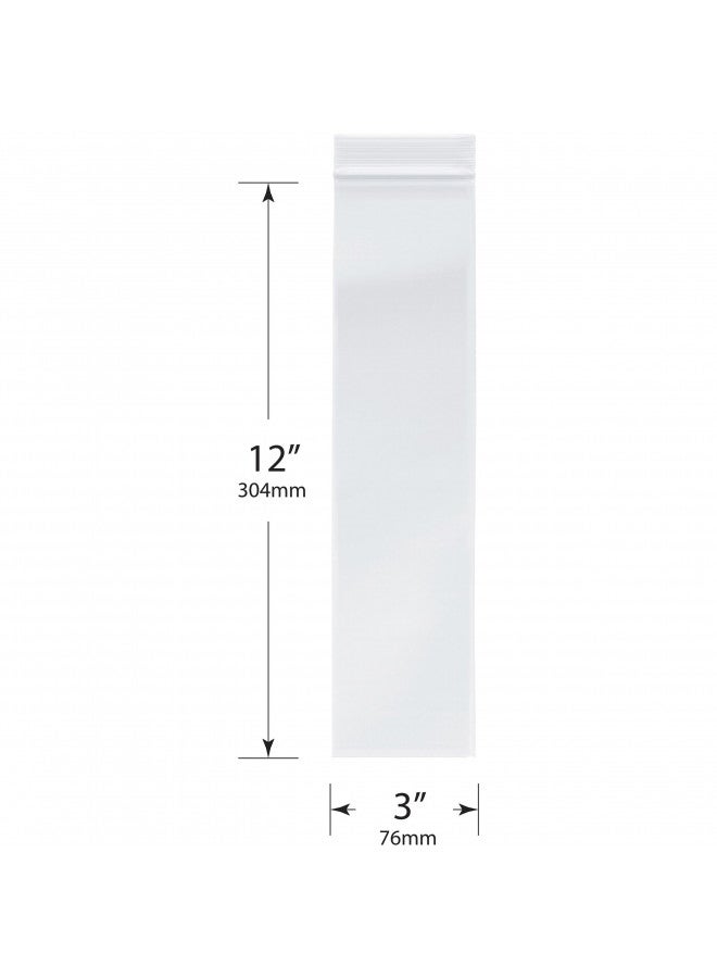 Plymor 3" x 12" (Pack of 100), 2 Mil Zipper Reclosable Plastic Bags - Image 2