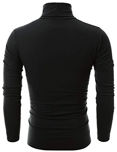 Ohoo Men's Fleece Turtleneck Sweater Slim Fit Lightweight Pullover / DCT001-BLACK-M - Image 3