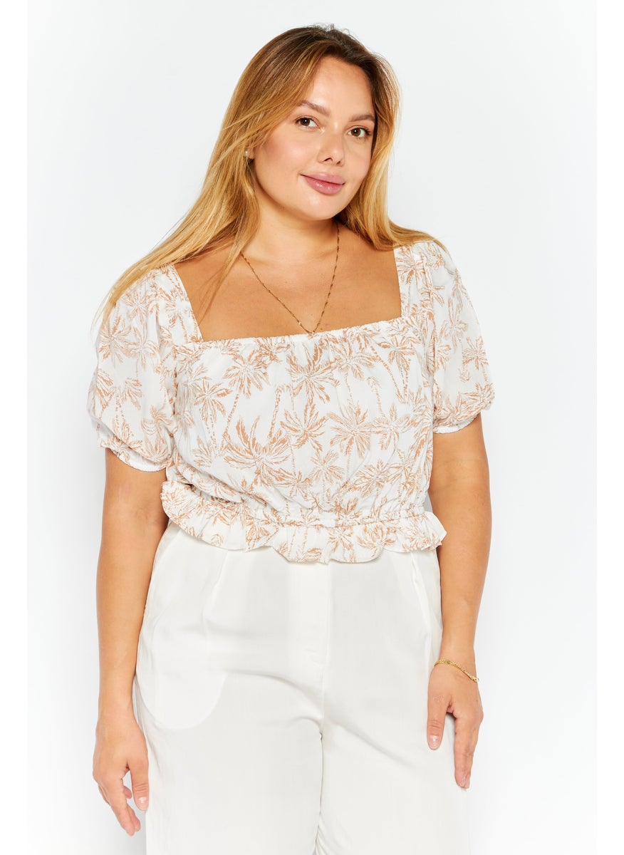 Women Square Neck Short Sleeve Floral Crop Top, White - pzsku/Z5647E1254244B4B0AE78Z/45/_/1737642915/d610dedb-2aa6-44d6-a823-254a6a849b5c