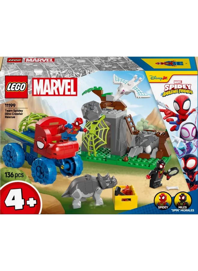 ليغو Marvel Team Spidey Dino Crawler Rescue Truck, Buildable Super Hero Vehicle Toy and Dinosaur Set, Gift for 4 Plus Year Old Boys, Girls and Fans of the Spidey and His Amazing Friends Show 11199 (136 pieces)