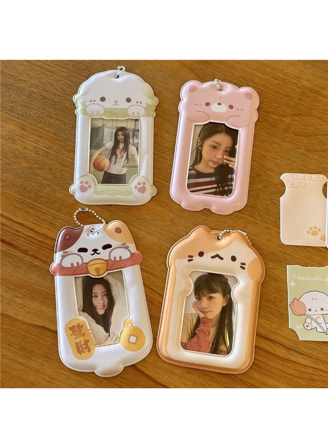 NIBEMINENT 1 - Piece Cute Animals Kpop Photo Card Holder Pendant Key Chain ID Badge Holder ID Card Holder Photo Card Protector for School ID Office ID Access Card for Women Girls - Image 2