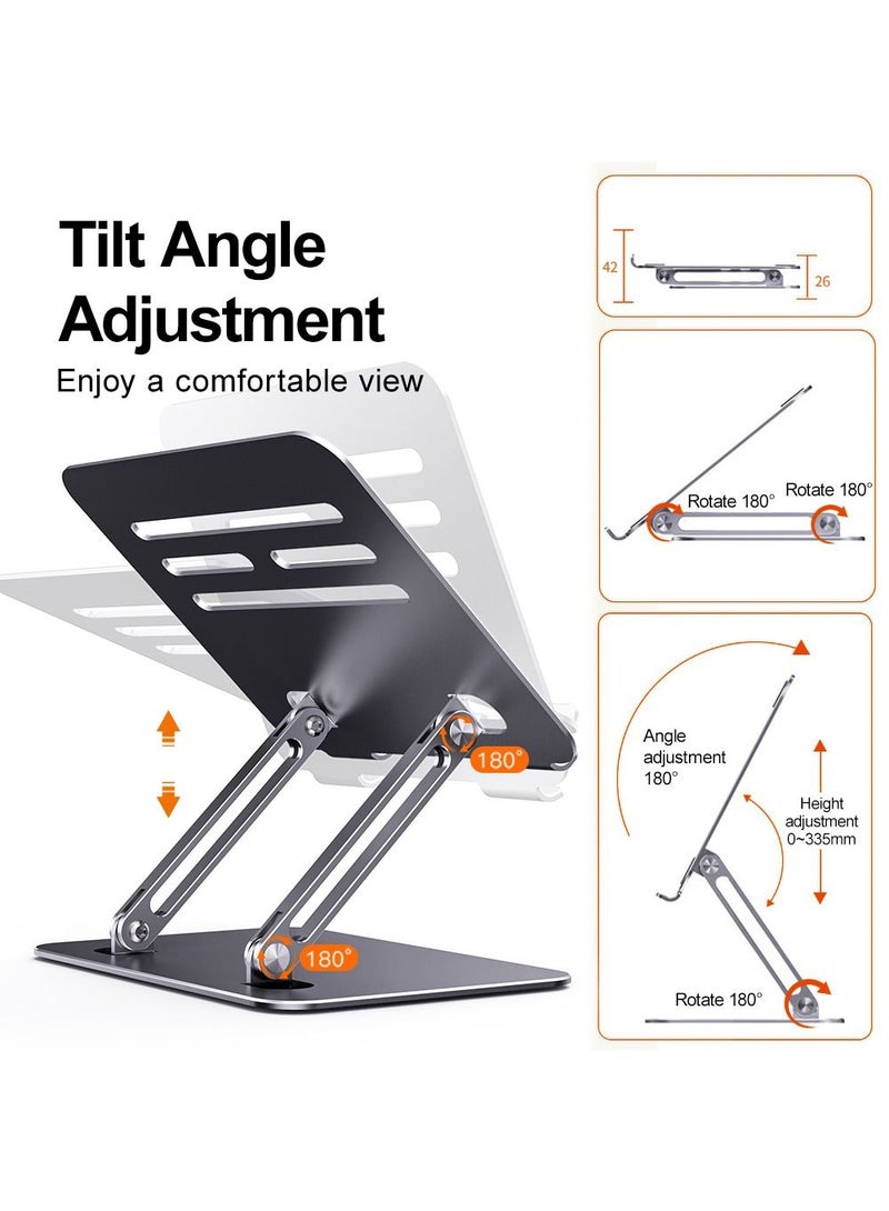 هوديوس قابل للتعديل وقابلة للطي قوس الكمبيوتر المحمول المعادن قوس كامل ينطبق على جميع أجهزة الكمبيوتر المحمولة وأقراص - Image 5