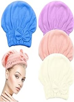 Scettar Scettar Pack of 4 Microfibre Towel Hair Turban, Drying Caps for Hair Women, Super Fast Absorbent Quick Drying Hair Towel, Hair Turban for Drying for Long Straight Curly Short Hair 