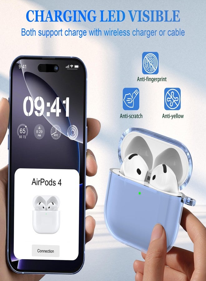 MHYALUDO غطاء حماية MHYALUDO لسماعات AirPods من الجيل الرابع (2024)، مقاوم للصدمات بمعايير عسكرية، مصنوع من مادة TPU ناعمة وشفافة للغاية ومقاومة للاصفرار، يأتي مع طقم تنظيف ومشبك دائري أنيق، لون أزرق شفاف - Image 3