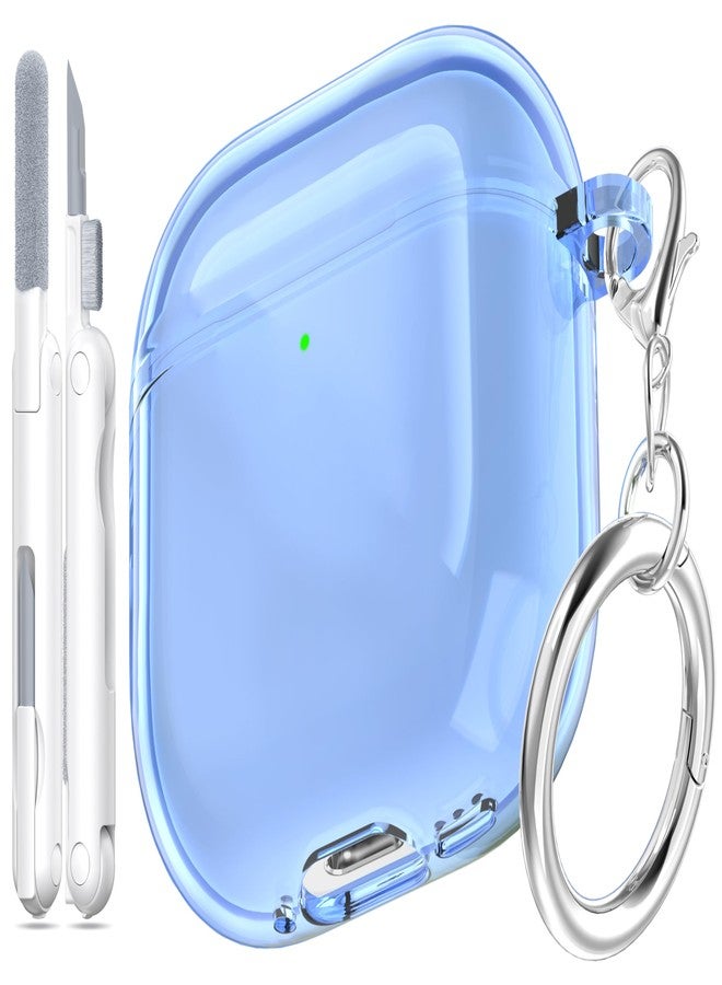 MHYALUDO غطاء حماية MHYALUDO لسماعات AirPods من الجيل الرابع (2024)، مقاوم للصدمات بمعايير عسكرية، مصنوع من مادة TPU ناعمة وشفافة للغاية ومقاومة للاصفرار، يأتي مع طقم تنظيف ومشبك دائري أنيق، لون أزرق شفاف - Image 1