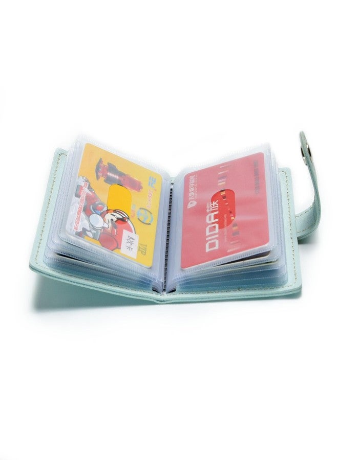 Karlling credit card holder wallet for women/man soft leather business card holder card case organizer bag with 20 card sleeves inside(Light Blue) - Image 4