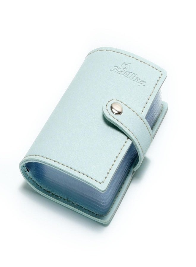 Karlling credit card holder wallet for women/man soft leather business card holder card case organizer bag with 20 card sleeves inside(Light Blue) - Image 1