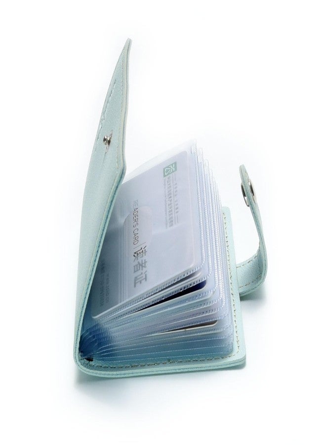 Karlling credit card holder wallet for women/man soft leather business card holder card case organizer bag with 20 card sleeves inside(Light Blue) - Image 5